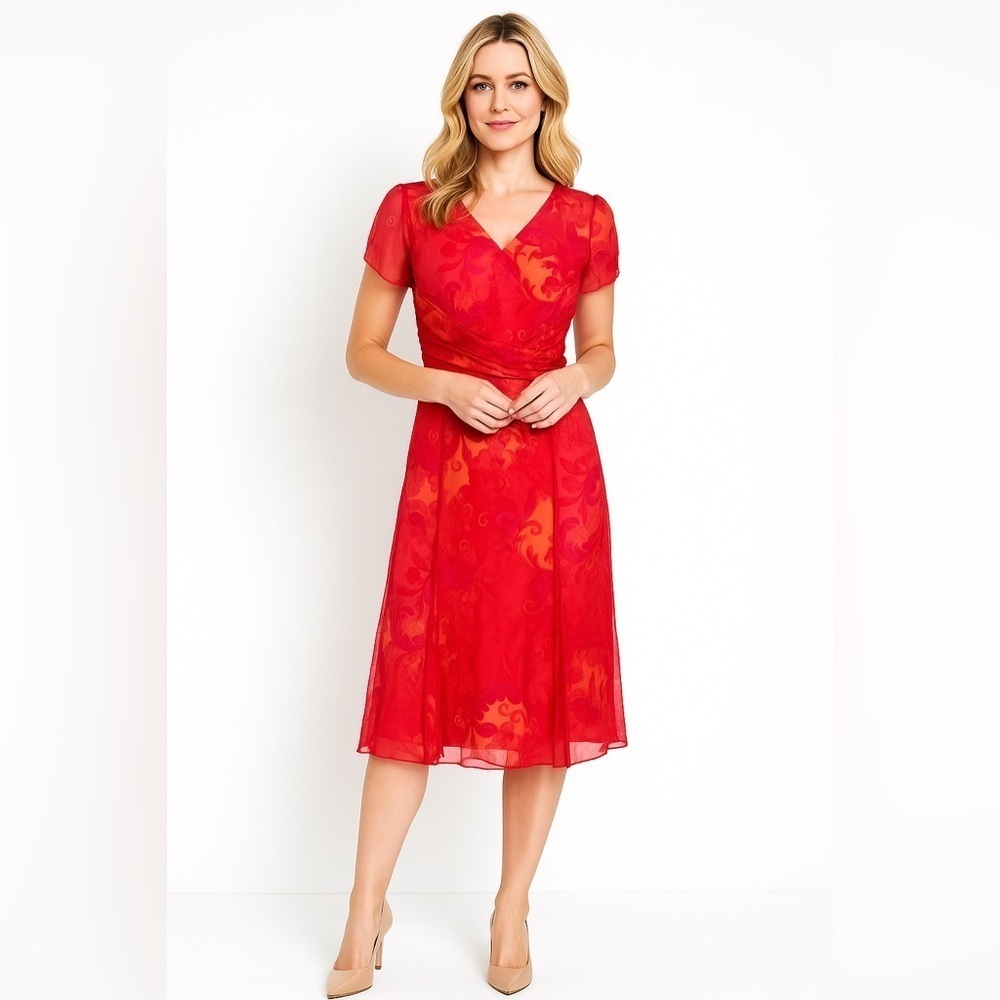 New Coldwater creek vtg silk midi dress fairy Y2K romantic Bright Floral paisley